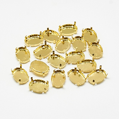 201 Stainless Steel Sew on Prong Settings STAS-T032-03G-10x14mm-1
