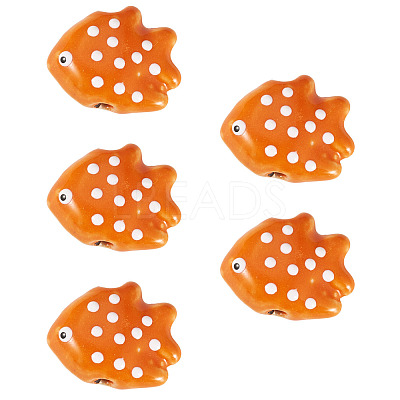 5Pcs Handmade Porcelain Beads PORC-TADJ0001-05D-1