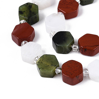 Natural Canada Jade & Red Jasper & Rainbow Moonstone Beads Strands G-T144-17A-01-1