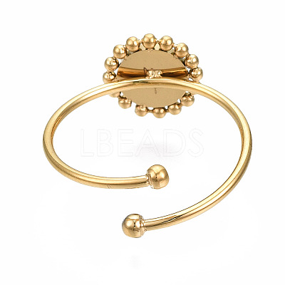304 Stainless Steel Open Cuff Finger Ring Cabochon Settings X-STAS-T060-13G-1