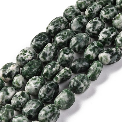 Natural Green Spot Jasper Beads Strands G-G146-A26-01-1
