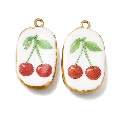 Fruit & Floral & Animals Printed Handmade Porcelain Pendants STAS-Z207-01G-09-1