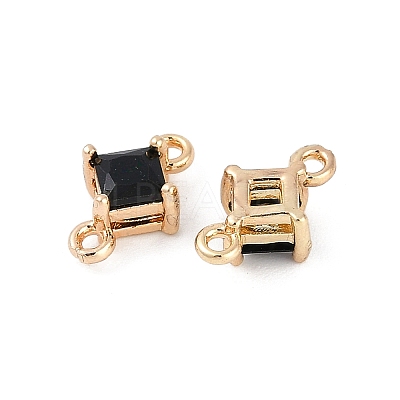 Brass Pave Glass Rhombus Links Connector Charms GLAA-Q088-001H-1