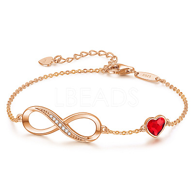 Infinity & Heart 925 Sterling Silver Pave Cubic Zirconia Link Bracelets FS-WGF63DC-11-1