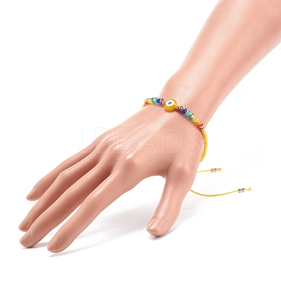 Lampwork Evil Eye & Glass Beaded Bracelet BJEW-JB08367-02-1