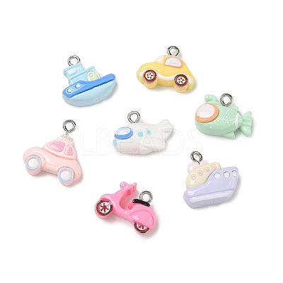 10Pcs Traffic Theme Opaque Resin Pendants RE-CBA392A-03P-1