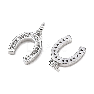 CZ Brass Micro Pave Cubic Zirconia Horse Shoe Charms ZIRC-L018-13P-1