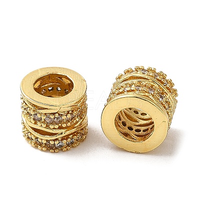 Rack Plating Brass Micro Pave Cubic Zirconia European Beads KK-K377-09G-1