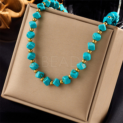 Resin Diagonal Cube Beaded Necklaces for Women WG284A3-01-1