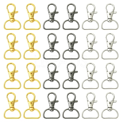 30Pcs 3 Colors Zinc Alloy Swivel D Rings Lobster Claw Clasps FIND-YW0008-62-1