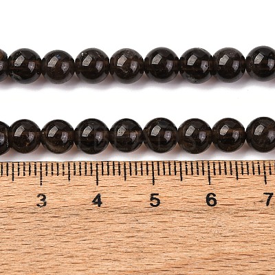 Natural Smoky Quartz Round Beads Strands G-E329-6mm-38-1