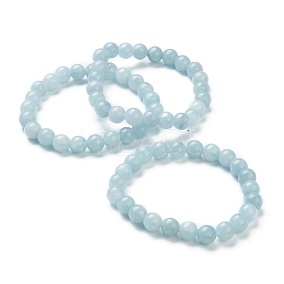 Dyed Natural Jade Beaded Stretch Bracelets BJEW-D446-C-13-1