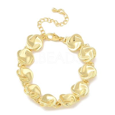 Brass Flat Round Links Bracelets for Women KK-B124-11G-1