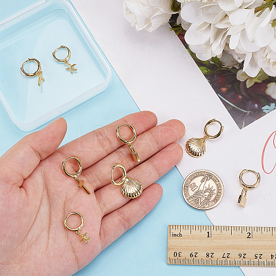 4 Pairs 4 Styles Brass Hoop Earrings EJEW-AR0001-12-1