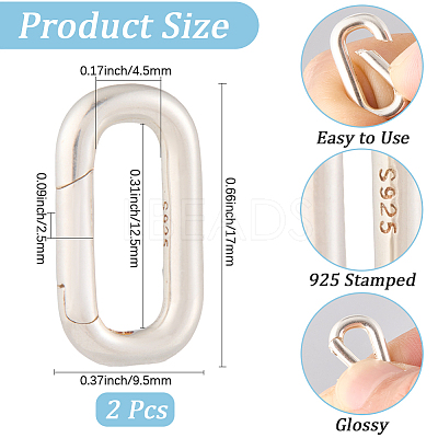 2Pcs 925 Sterling Silver Spring Gate Rings STER-CN0001-44-1