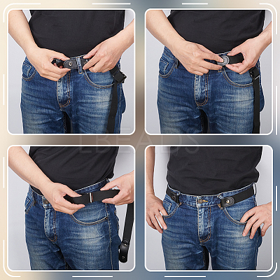 6Pcs 2 Colors Canvas Elastic Invisible Belt with Alloy Buckles AJEW-FG0003-99-1