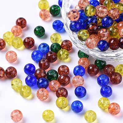Baking Paint Crackle Glass Beads DGLA-X0006-6mm-07-1