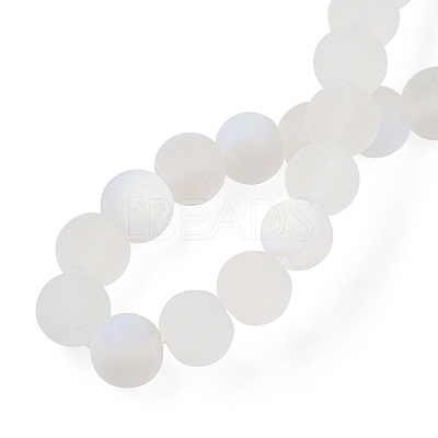 Transparent Frosted Glass Beads Strands GLAA-T032-T8mm-MBB13-1