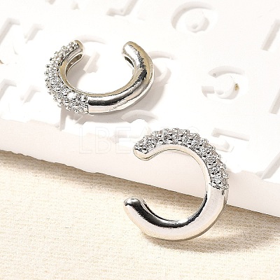 Cubic Zirconia C-Shaped Cuff Earrings EJEW-G295-19P-04-1
