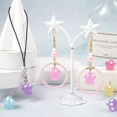28pcs 7 colors Luminous Opaque Resin Pendants RESI-TA0002-12-1