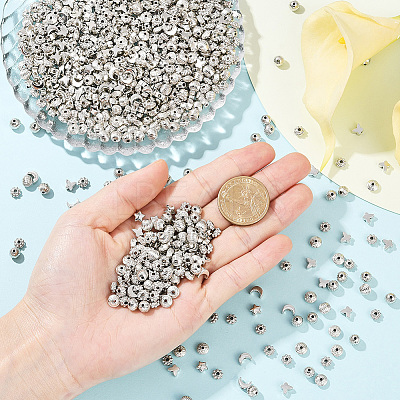 1200Pcs 6 Styles CCB Plastic Spacer Beads CCB-PA0001-09P-1