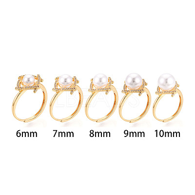 Rhombus Brass Micro Pave Clear Cubic Zirconia Cup Peg Ring Settings KK-T076-10G-1
