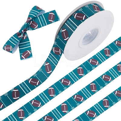 25 Yards Sport Ball Theme Printed Polyester Grosgrain Ribbon OCOR-WH20002-03A-01-1