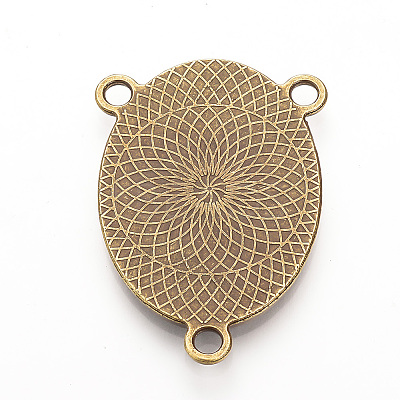 Tibetan Style Alloy Cabochon Connector Settings TIBE-Q079-30x40-AG-LF-1