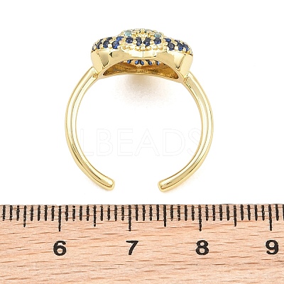 Heart Brass Micro Pave Cubic Zirconia Cuff Open Rings for Women CU-CBA0A21-01G-01-1