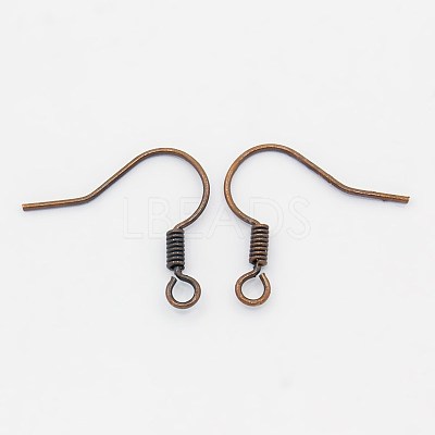Red Copper Brass Earring Hooks X-KK-Q363-RC-NF-1