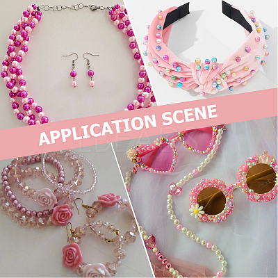 1200Pcs Baking Paint Pearlized Glass Pearl Round Bead Strands HY-SP0001-02-1