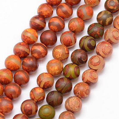 Tibetan Style Mixed Pattern dZi Beads G-K166-03-8mm-L2-1
