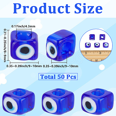 50Pcs Handmade Evil Eye Lampwork European Beads LAMP-SC0001-83-1