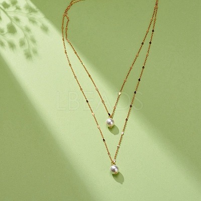 Brass Link Chain Double Layer Necklaces NJEW-JN03993-1