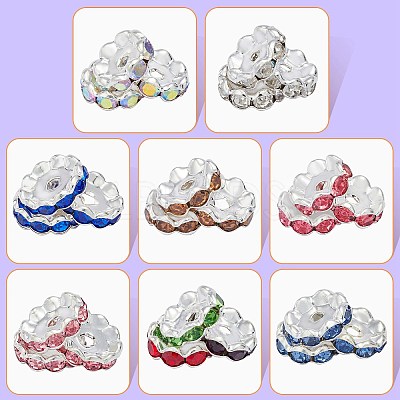 120Pcs Brass Rhinestone Spacer Beads RB-SZ0001-07A-1