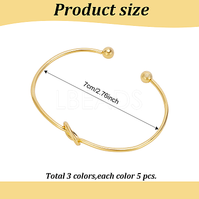 15Pcs 3 Colors Alloy Hollow Heart Open Cuff Bangles Set for Women BJEW-AN0001-57-1