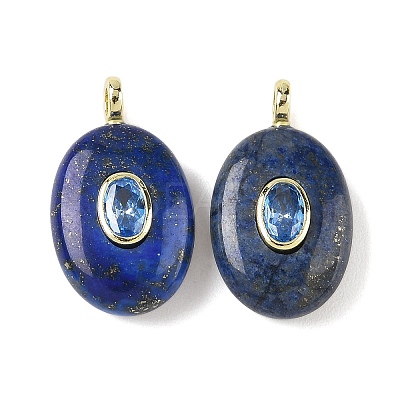Natural Lapis Lazuli & Cubic Zirconia Pendants G-Z076-01G-21-1