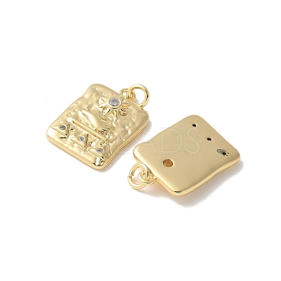 Brass Micro Pave Clear Cubic Zirconia Pendants KK-Q031-28G-1