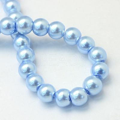 Baking Paint Pearlized Glass Pearl Round Bead Strands X-HY-Q003-6mm-24-1