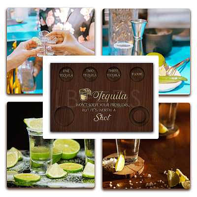Wood Shot Glasses Tray AJEW-WH0423-003-1