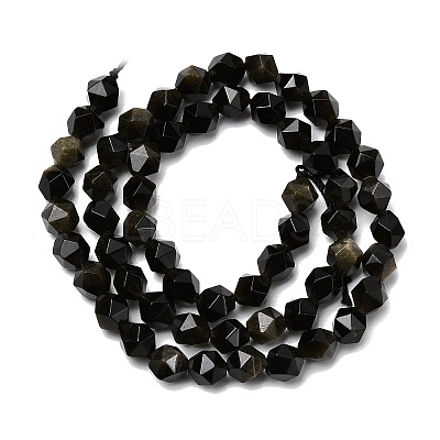 Natural Golden Sheen Obsidian Beads Strands G-Z119-A10-01-1