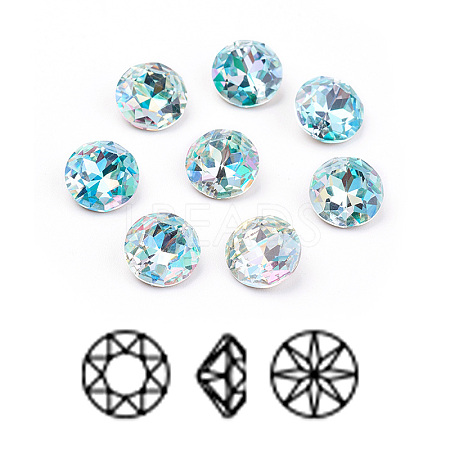 Pointed Back & Back Plated K9 Glass Rhinestone Cabochons RGLA-J012-10mm-202LS-1