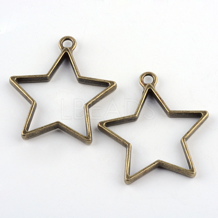 Rack Plating Alloy Star Open Back Bezel Pendants PALLOY-S047-40E-FF-1