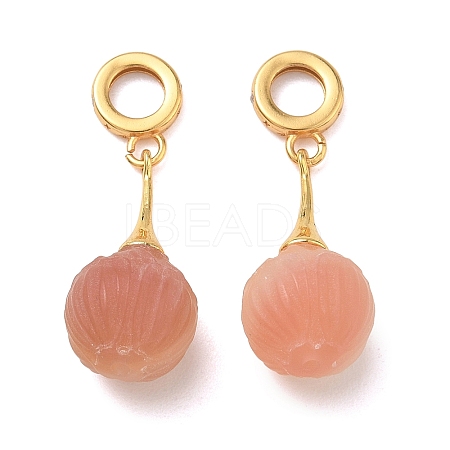 Natural Amethyst & Brass European Dangle Charms GG-D002-15G-02-1