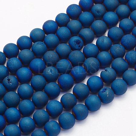 Electroplate Natural Druzy Agate Beads Strands G-G708-10mm-03-1