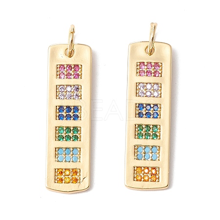 Brass Micro Pave Colorful Cubic Zirconia Pendants X-KK-B048-01G-1