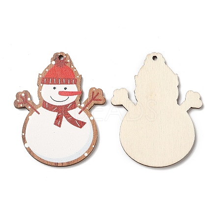 Single Face Christmas Printed Wood Big Pendants WOOD-D025-38-1