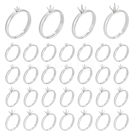 32Pcs 4 Styles 304 Stainless Steel Cuff Ring Components STAS-UN0064-46-1