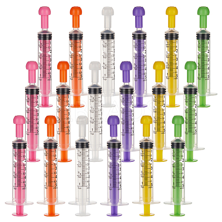Olycraft 18Pcs 6 Colors Plastic Disposable Measurement Syringe with Cap AJEW-OC0004-52B-1
