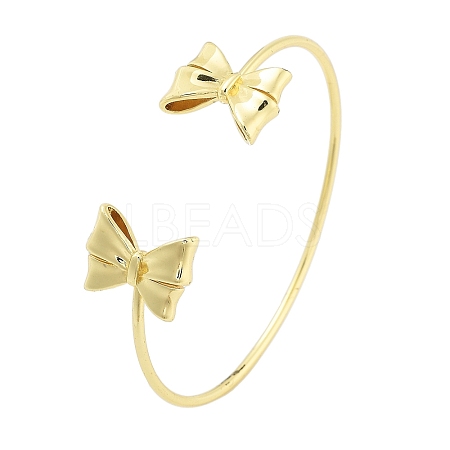 Brass Bowknot Cuff Bangles for Women BJEW-Z072-03G-01-1